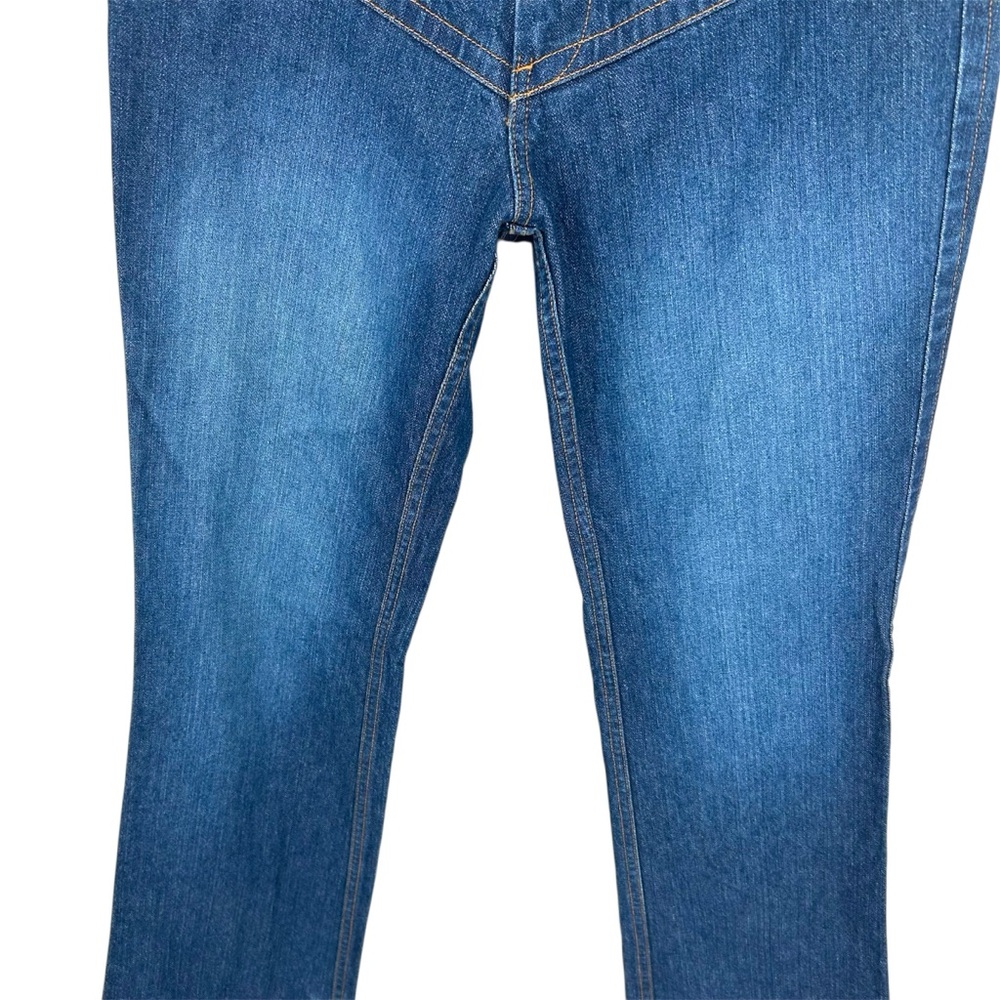 NEW Vtg Y2K Old Navy Low Rise Dark Wash Gold Contrast Stitching Bootcut Jeans - Picture 5 of 11